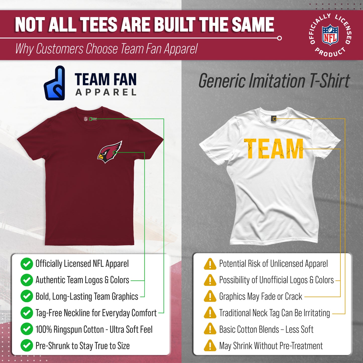 Arizona Cardinals NFL Pro Football Final Countdown Adult Cotton-Poly Short Sleeved T-Shirt For Men & Women - Cardinal