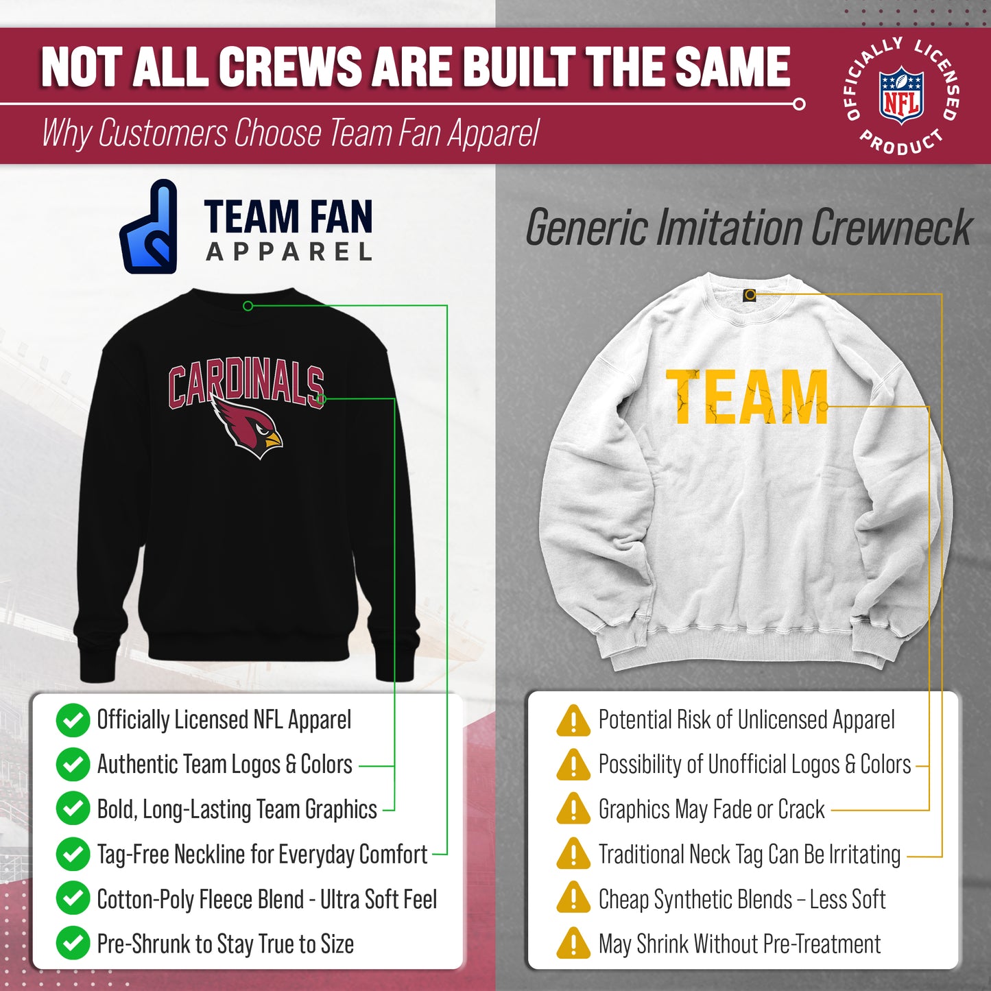 Arizona Cardinals NFL Home Team Crew - Black