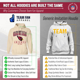 Arizona Cardinals Ladies NFL Starstruck Fleece Pullover Hooded Sweatshirt - Cream