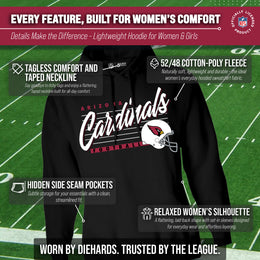 Arizona Cardinals Ladies NFL Scrimmage Line Fleece Pullover Hooded Sweatshirt - Black