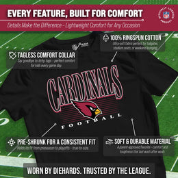 Arizona Cardinals NFL Youth Overtime Blueprint Football T-Shirt Unisex Tag Free Comfortable - Black