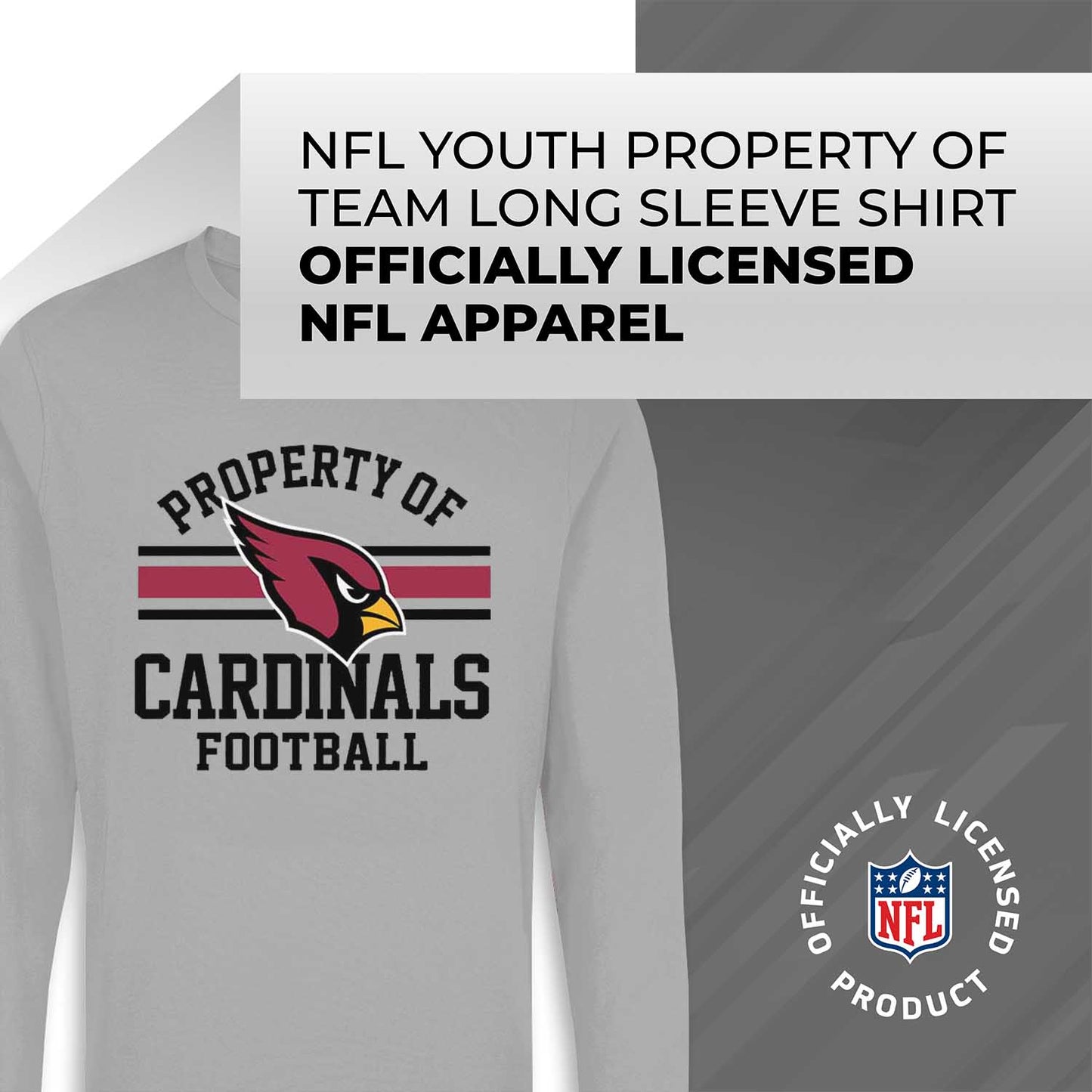 Arizona Cardinals NFL Youth Property Of Crew Sweatshirt - Sport Gray