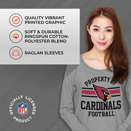 Arizona Cardinals NFL Womens Plus Size Property of Lightweight Crew Neck - Sport Gray