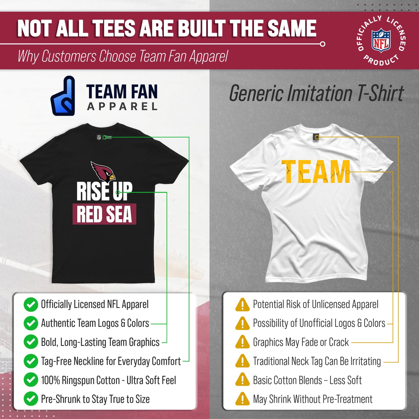 Arizona Cardinals NFL Adult Team Slogan Unisex T-Shirt - Black