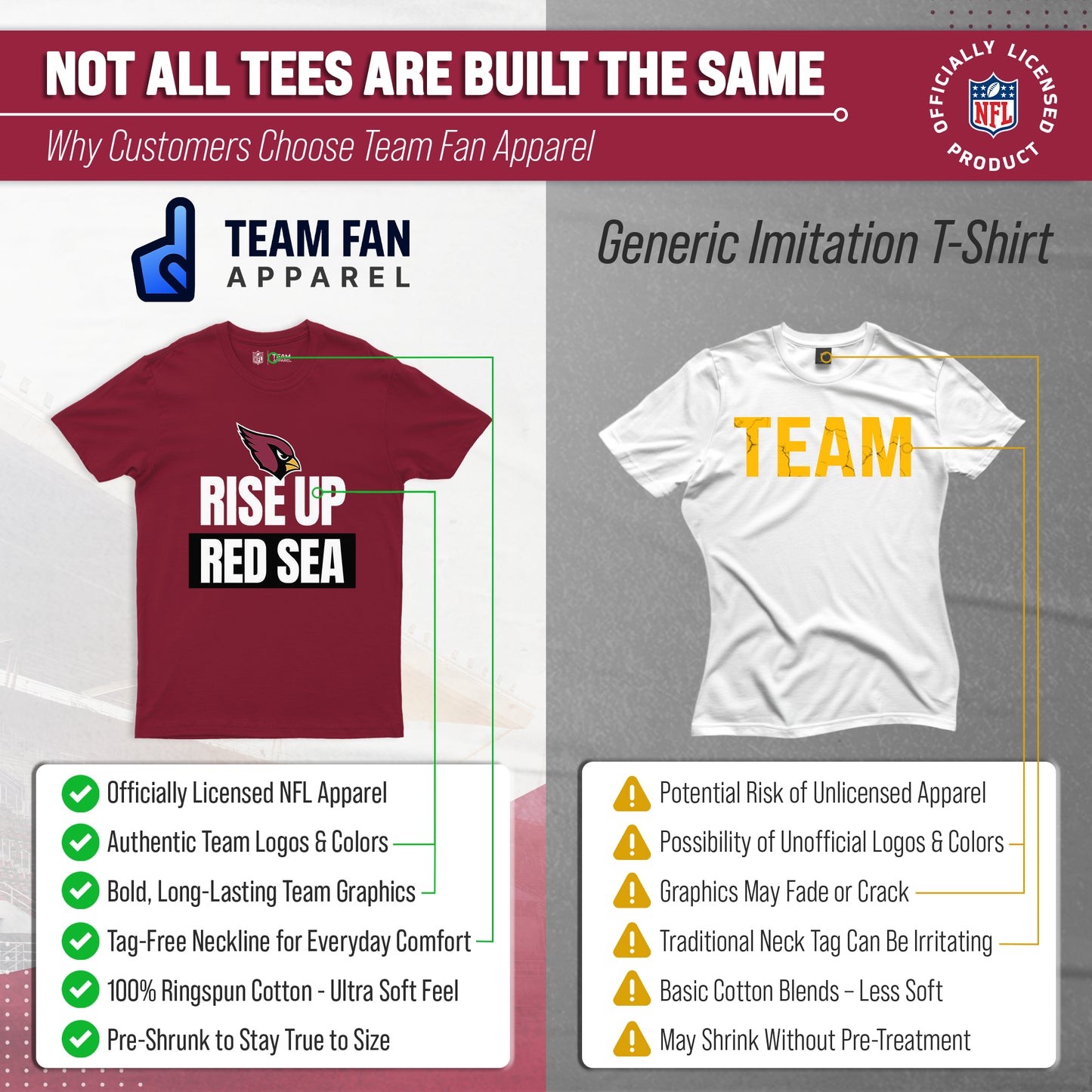 Arizona Cardinals NFL Adult Team Slogan Unisex T-Shirt - Cardinal