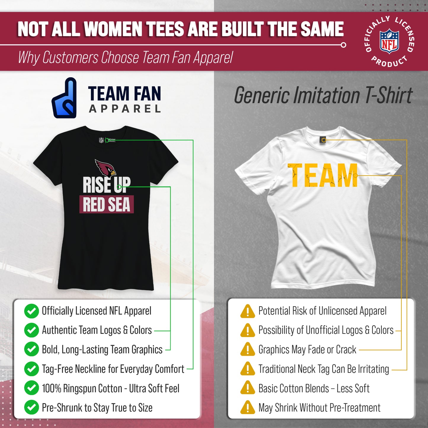 Arizona Cardinals NFL Womens Team Slogan Short Sleeve Tshirt - Black