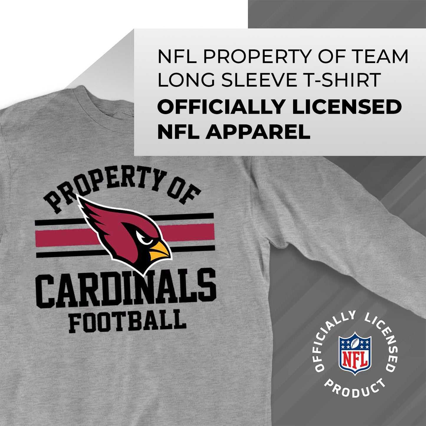 Arizona Cardinals NFL Adult Property Of Long SleeveT Shirt - Sport Gray
