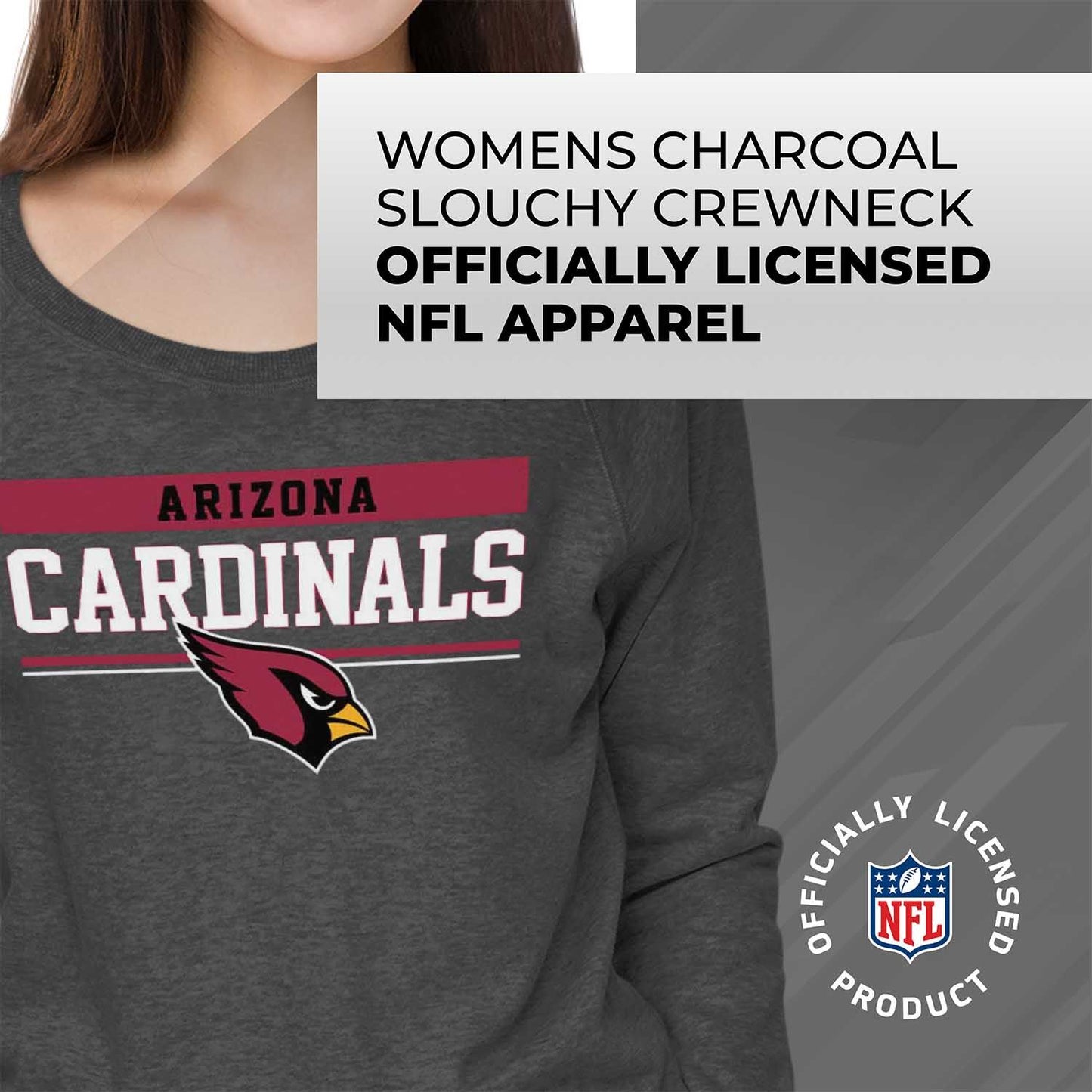 Arizona Cardinals NFL Womens Team Block French Terry Slouchy Top - Charcoal