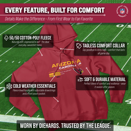 Arizona Cardinals Adult NFL Speed Stat Sheet Fleece Hooded Sweatshirt - Cardinal