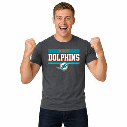 Miami Dolphins  Team Block Charcoal T-Shirt for Men and Women - Charcoal