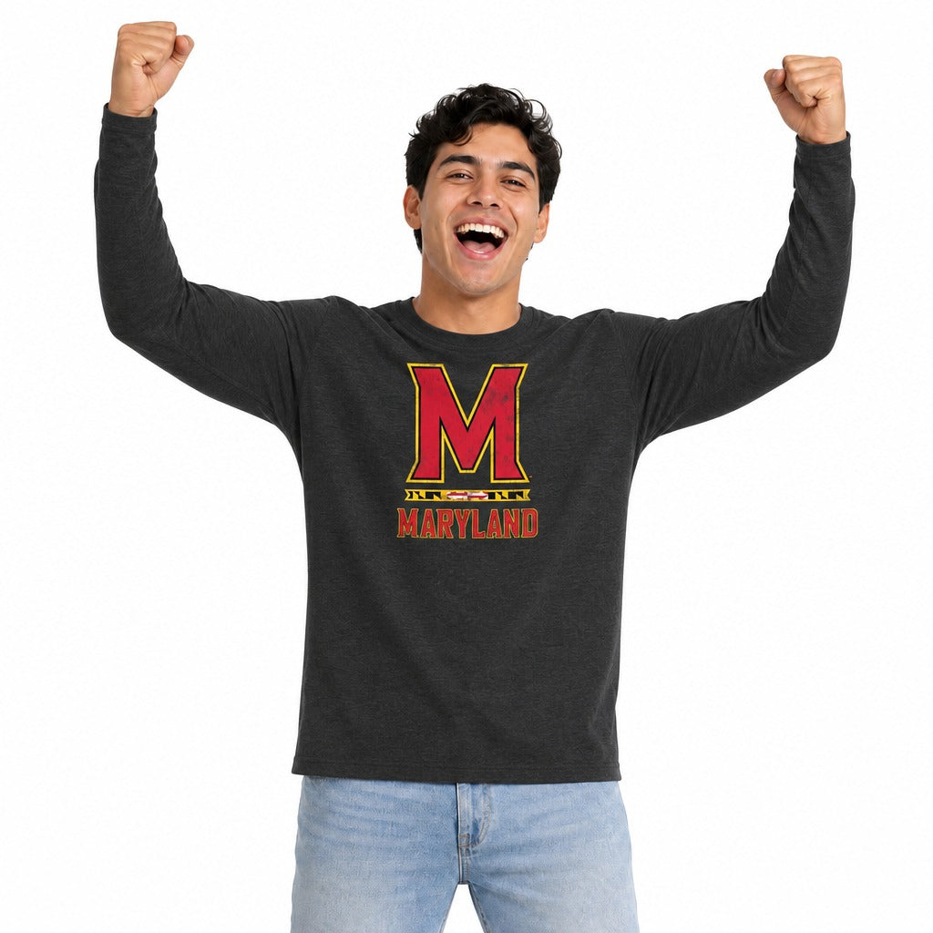 Maryland Terrapins  Logo Long Sleeve Shirt Men Women NCAA Licensed - Black