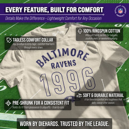 Baltimore Ravens NFL Adult Big Date Tag-Less T-Shirt - Natural