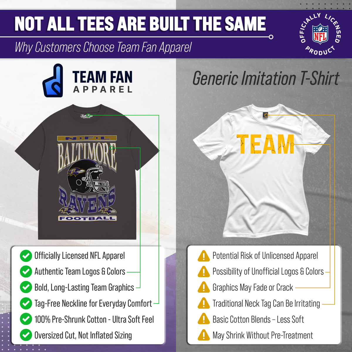 Baltimore Ravens Franchise Oversized Men's NFL Cotton Tee - Black