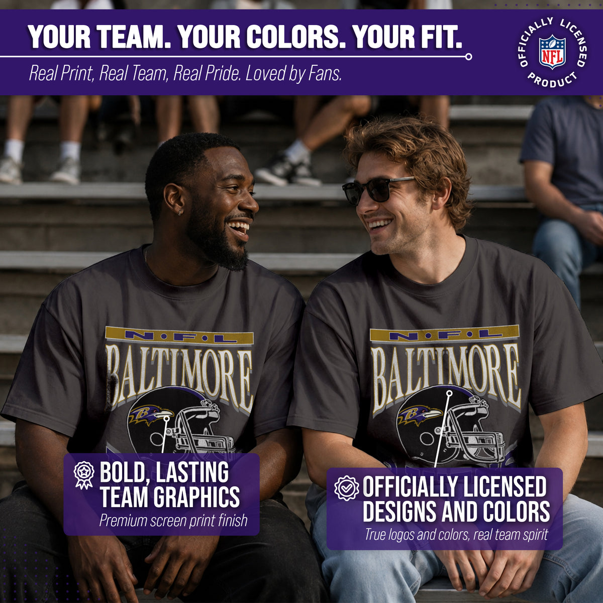 Baltimore Ravens Franchise Oversized Men's NFL Cotton Tee - Black