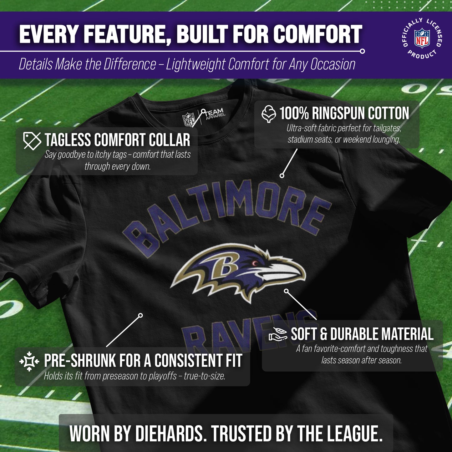 Baltimore Ravens Team Fan Apparel NFL  Gameday T-Shirt - Black