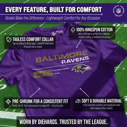 Baltimore Ravens Adult NFL Speed Stat Sheet T-Shirt - Purple