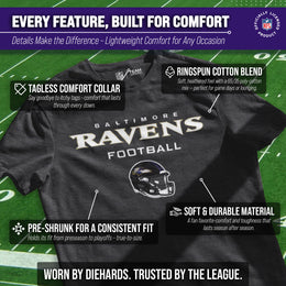 Baltimore Ravens NFL Adult Football Helmet Tagless T-Shirt - Charcoal