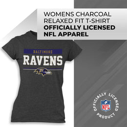 Baltimore Ravens NFL Women's Team Block Plus Sized Relaxed Fit T-Shirt - Charcoal