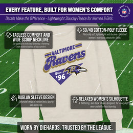 Baltimore Ravens NFL Womens Vintage Charm French Terry Slouchy Top - Birch