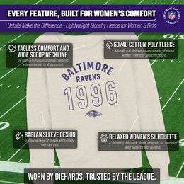 Baltimore Ravens NFL Womens Big Date French Terry Slouchy Top - Natural