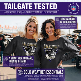 Baltimore Ravens NFL Womens Retro Triangle French Terry Slouchy Top- Raglan Sleeves - Heather Charcoal