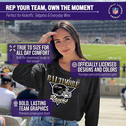 Baltimore Ravens NFL Womens Retro Triangle French Terry Slouchy Top- Raglan Sleeves - Heather Charcoal