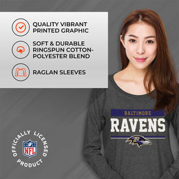 Baltimore Ravens NFL Womens Team Block French Terry Slouchy Top - Charcoal