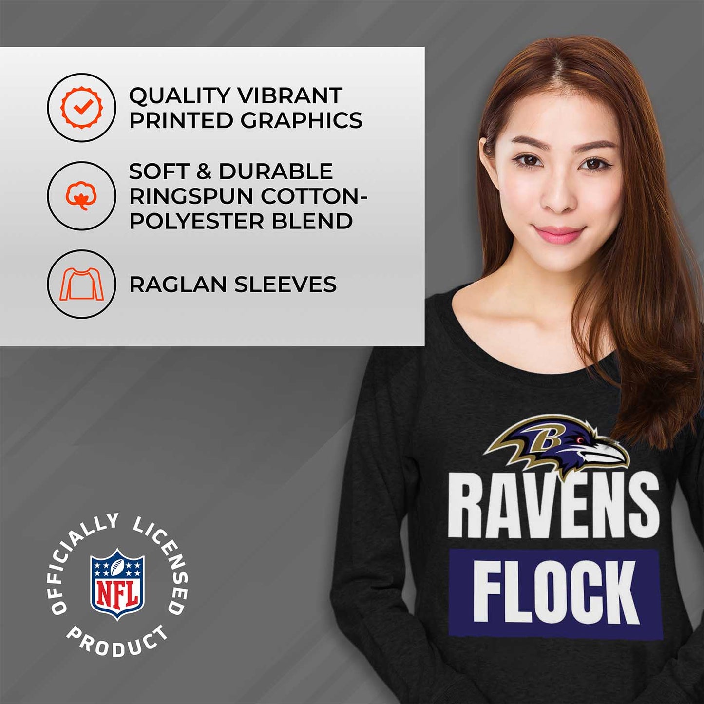 Baltimore Ravens NFL Womens Plus Size Team Slogan Crew Neck - Black