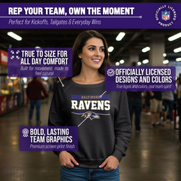 Baltimore Ravens NFL Womens Team Block French Terry Slouchy Top - Charcoal