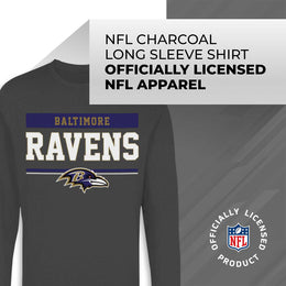 Baltimore Ravens NFL Adult Charcoal Long Sleeve T Shirt - Charcoal