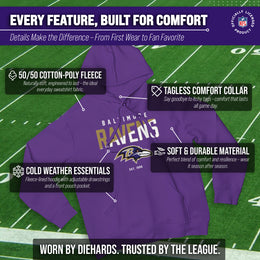 Baltimore Ravens Adult NFL Diagonal Fade Fleece Hooded Sweatshirt - Purple