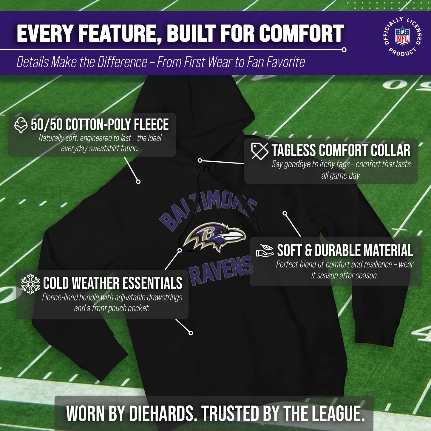 Baltimore Ravens Team Fan Apparel NFL  Gameday Hoodie - Black