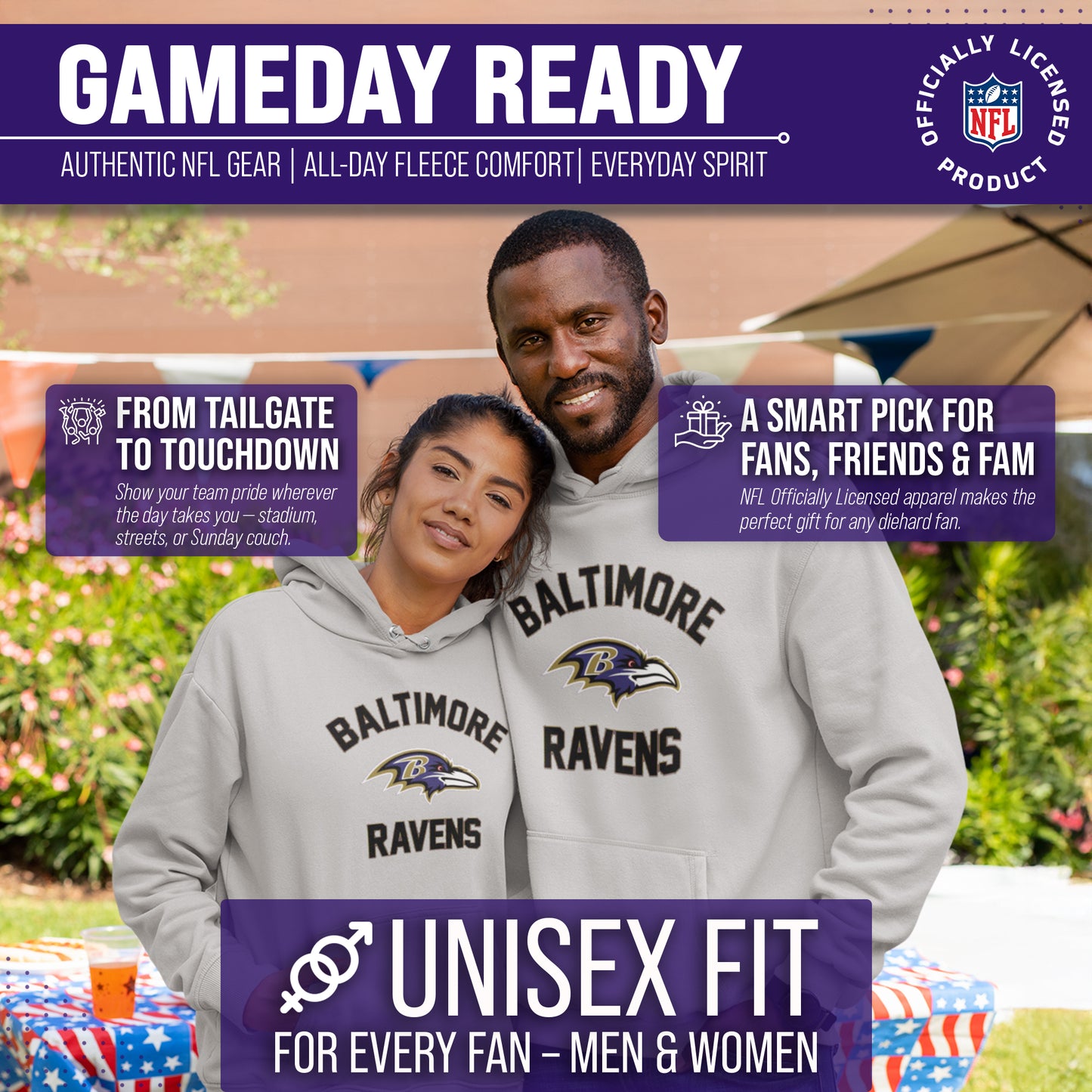Baltimore Ravens Team Fan Apparel NFL  Gameday Hoodie - Sport Gray