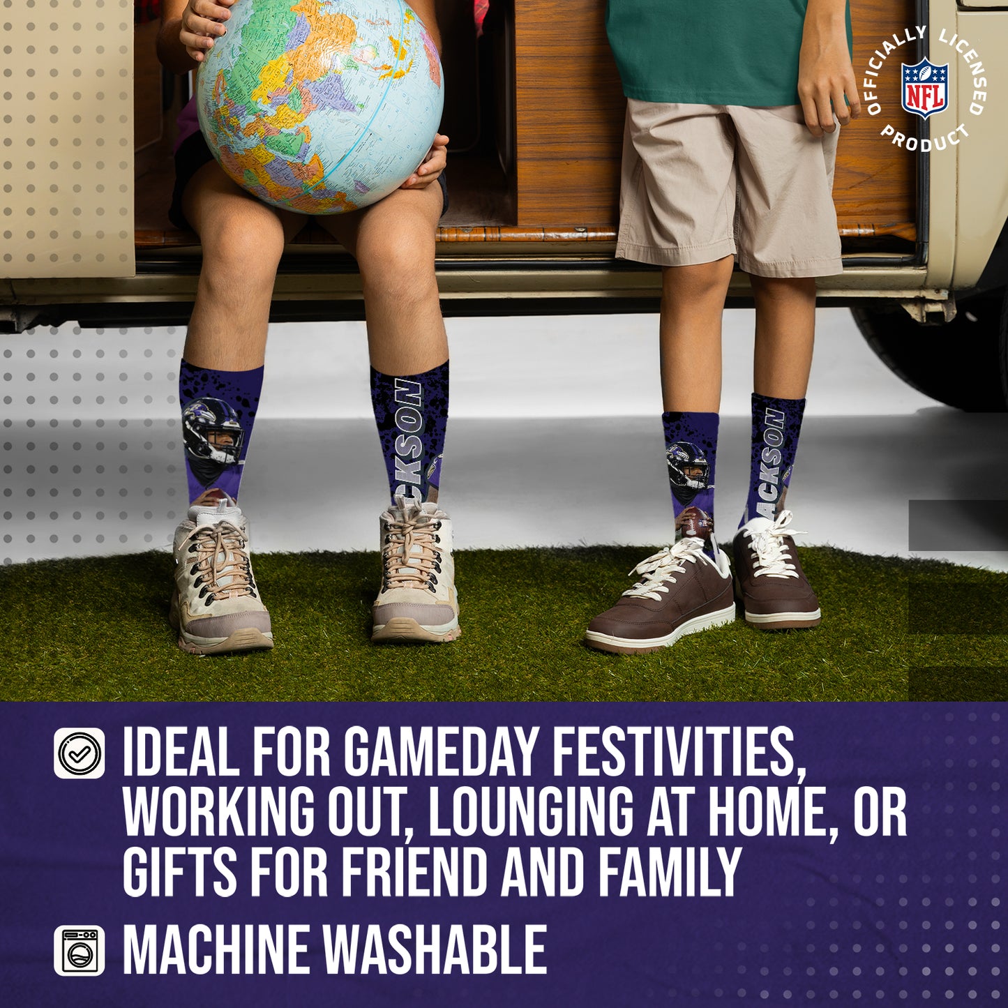 Baltimore Ravens NFL Adult Player Stripe Sock - Purple