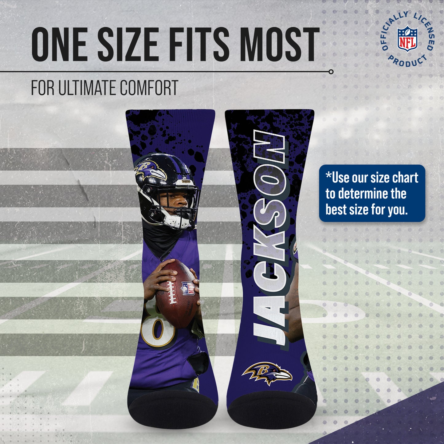 Baltimore Ravens NFL Adult Player Stripe Sock - Purple