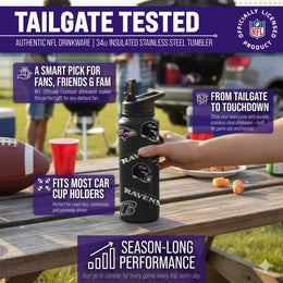 Baltimore Ravens NFL 34oz Quencher Stainless Steel Insulated Water Bottle - Black