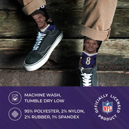Baltimore Ravens NFL Adult V Curve MVP Player Crew Socks - Black
