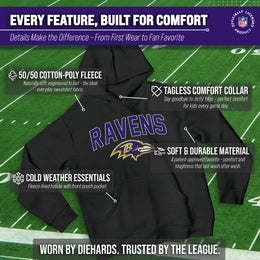Baltimore Ravens NFL Youth Home Team Hoodie- Kids Hooded Sweatshirt - Black
