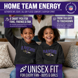 Baltimore Ravens NFL Youth Home Team Hoodie- Kids Hooded Sweatshirt - Black