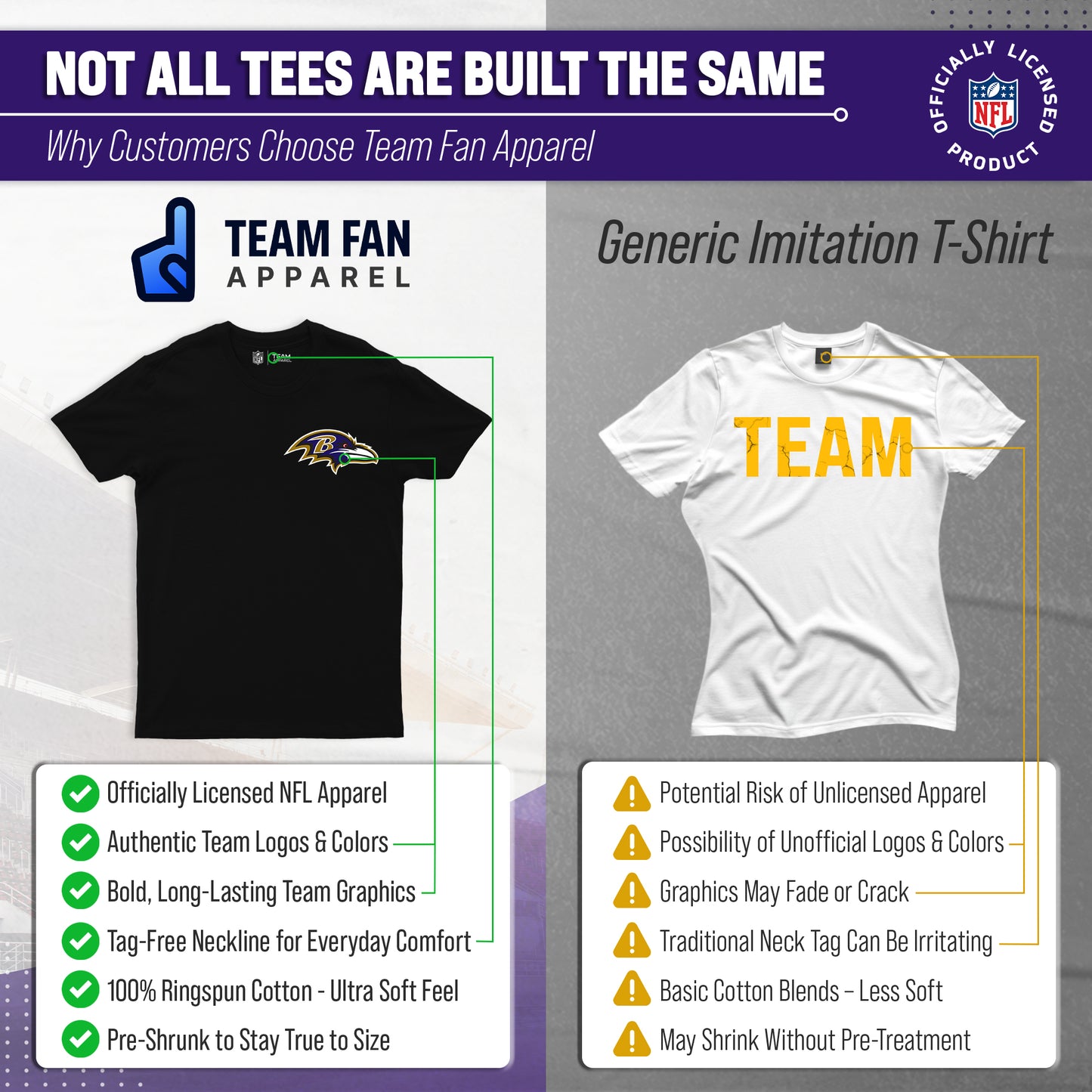Baltimore Ravens NFL Pro Football Final Countdown Adult Cotton-Poly Short Sleeved T-Shirt For Men & Women - Black