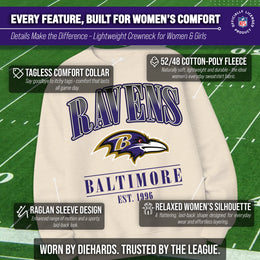 Baltimore Ravens Womens NFL Starstruck Crewneck Pullover - Cream