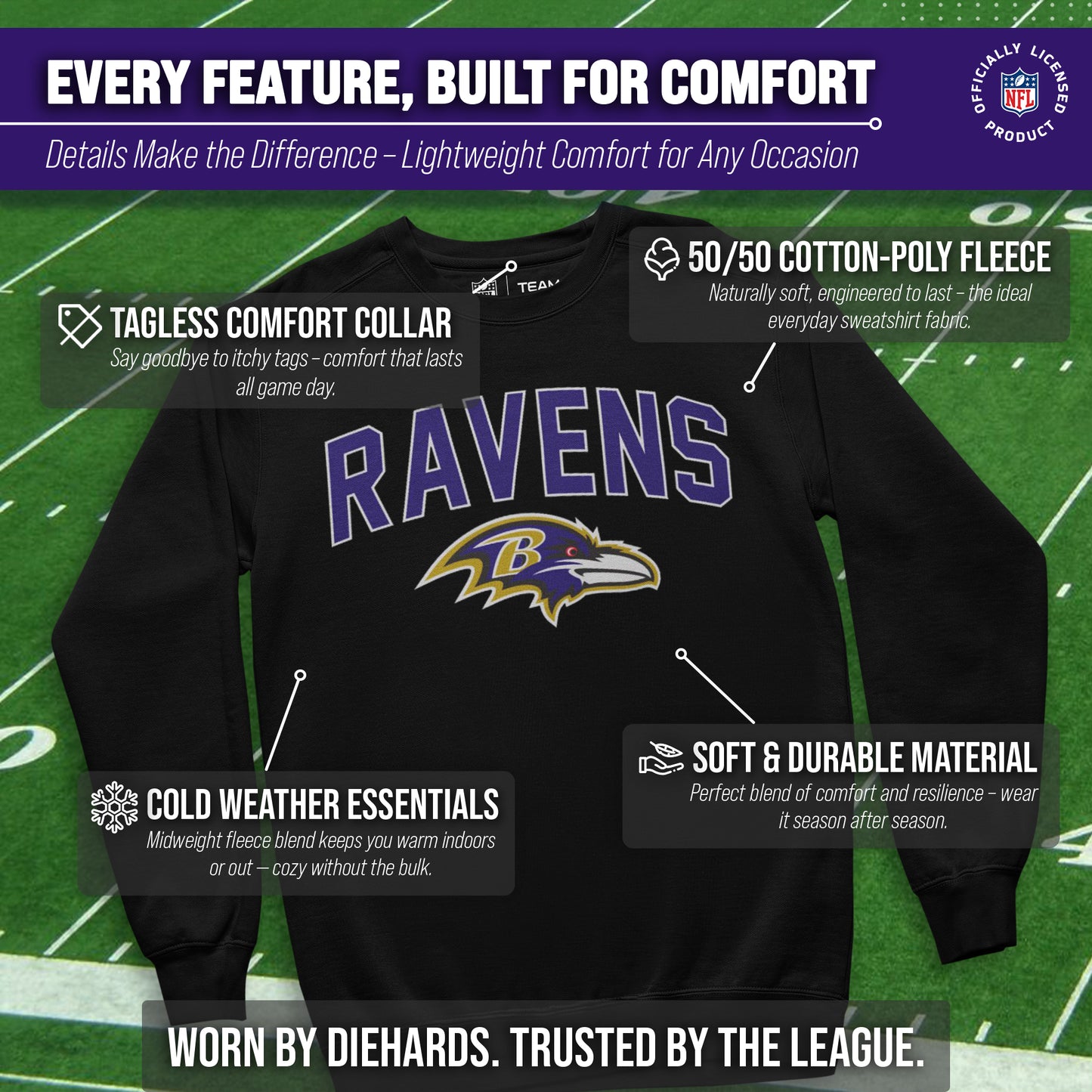 Baltimore Ravens NFL Home Team Crew - Black