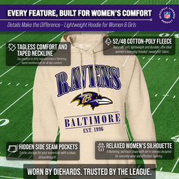 Baltimore Ravens Ladies NFL Starstruck Fleece Pullover Hooded Sweatshirt - Cream