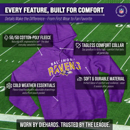 Baltimore Ravens NFL Adult Unisex Starting Fresh Ultra Soft Fleece Hooded Sweatshirt - Purple