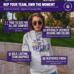 Baltimore Ravens NFL Team Stripe Hooded Sweatshirt- Soft Pullover Sports Hoodie For Men & Women - Sport Gray