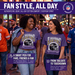 Baltimore Ravens  Women's Franchise Helmet Crop T-Shirt Mock Neck - Purple
