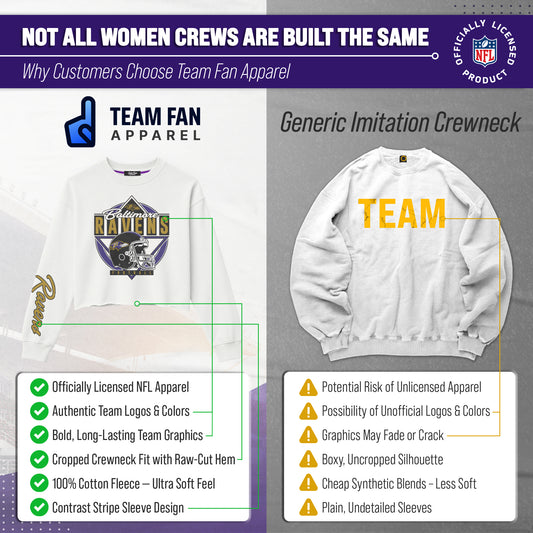 Baltimore Ravens  Women's Franchise Helmet Cut Crop Crewneck - White