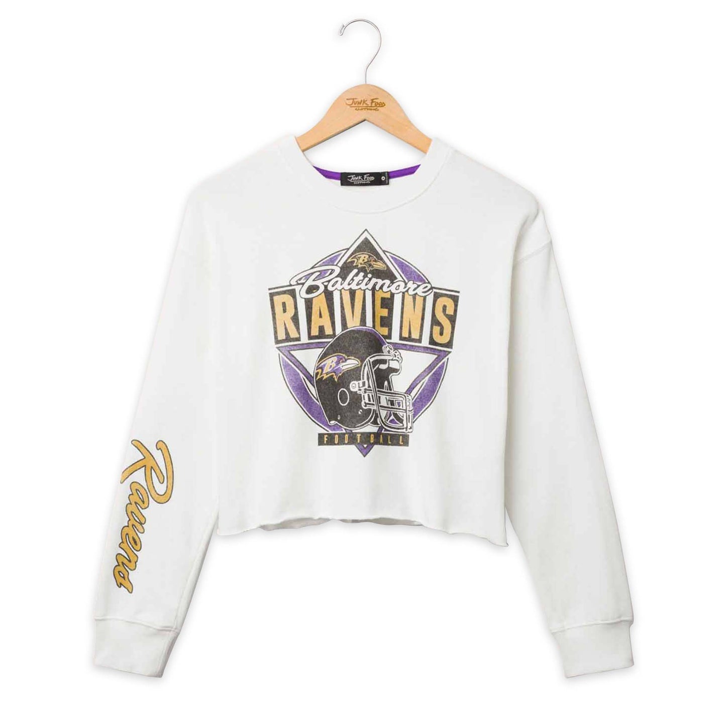 Baltimore Ravens Junk Food NFL  Women's Franchise Vintage Crop Crewneck - White