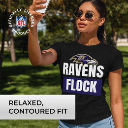 Baltimore Ravens NFL Womens Plus Size Team Slogan Short Sleeve T-Shirt - Black