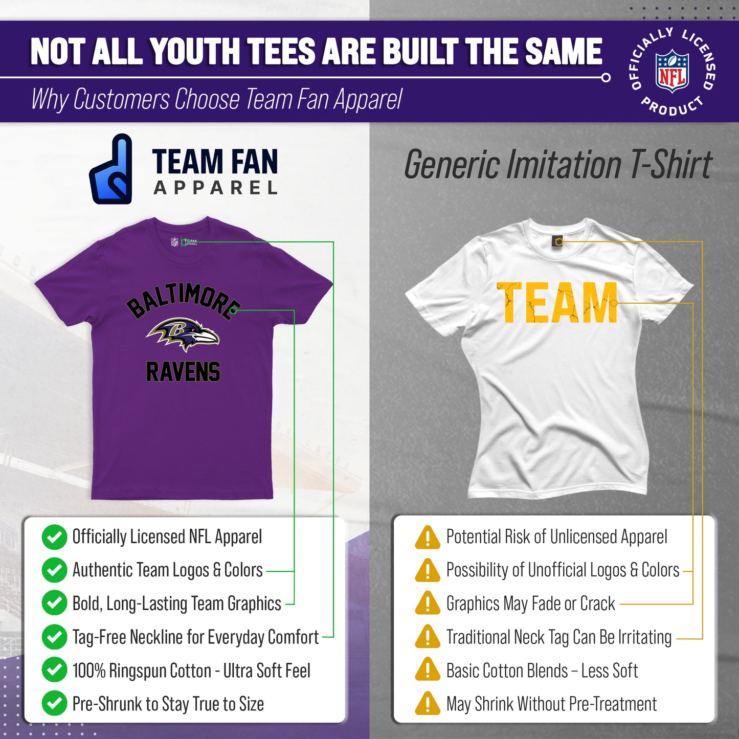 Baltimore Ravens NFL Youth Gameday Football T-Shirt - Purple